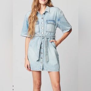 Blank NYC denim belted, button front dress